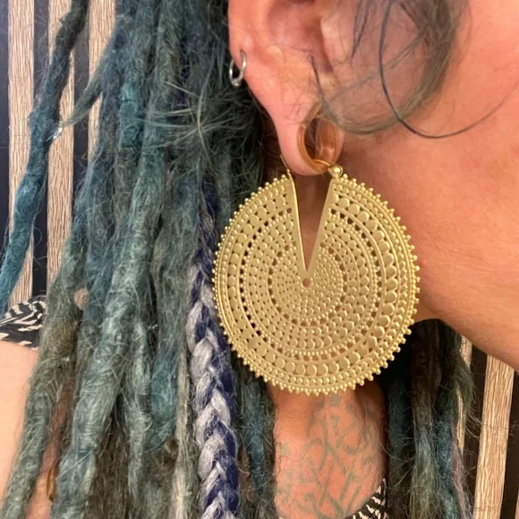 Gold Ultra Afghan Disc Earrings - Picture 4 of 4